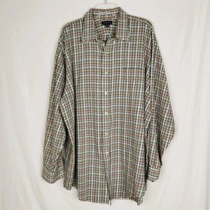 Lands' End Men's Long Sleeve Casual Button Down Plaid Big Tall 18 1/2 - 37